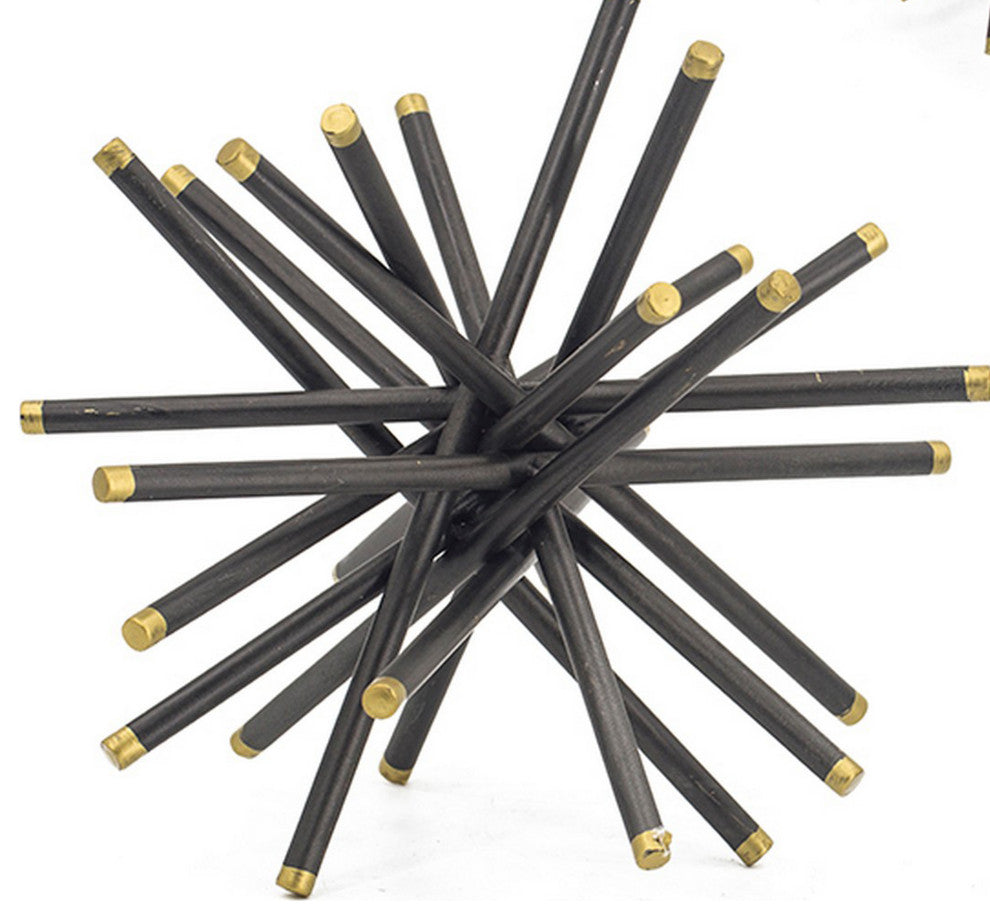 Benzara BM285282 11, 8, 6" Table Top Abstract Statuettes 3-Piece Set, Black Gold