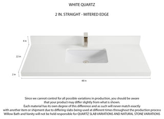Malibu Mango 48 Single Sink Bath Vanity in Natural 2" White Quartz
