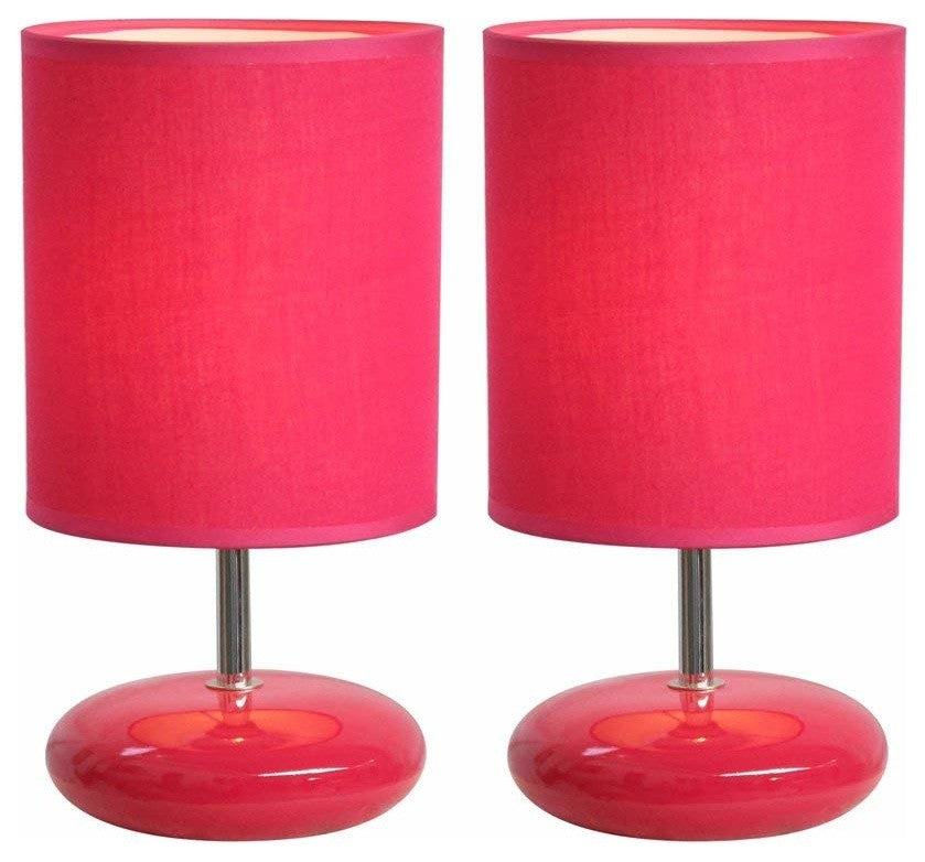 Simple Designs Stonies Small Stone Look Table Bedside Lamp 2 Pack Set