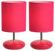 Simple Designs Stonies Small Stone Look Table Bedside Lamp 2 Pack Set