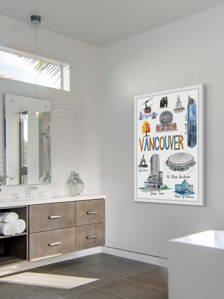 "Vancouver Sites" Framed Painting Print , 12x18