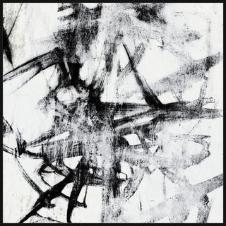 "Monotype Scribble II" Floater Framed Painting Print on Canvas, 32"x32"