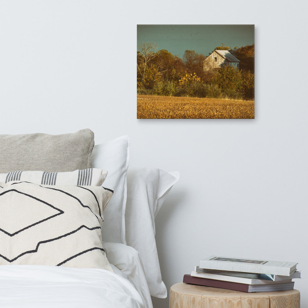 Canvas Wall Decor: Abandoned Barn - Aged Rural Landscape Photo, 16" X 20"