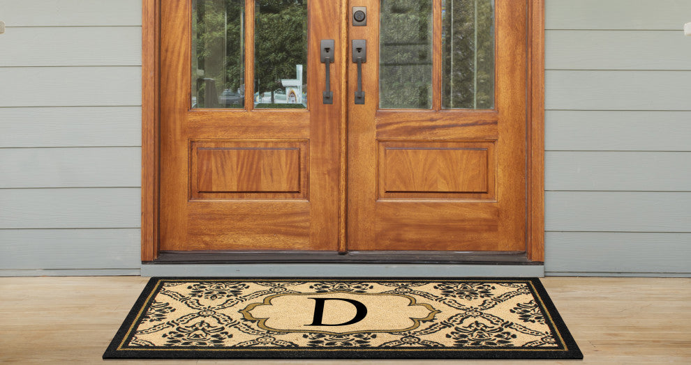 A1HC  Uriel Treated Coir Entry Monogrammed Double Doormat, 60"x30", X-Large, D