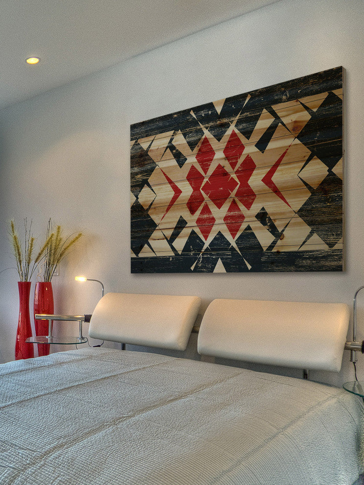 "Red Comes Through" Painting Print on Natural Pine Wood