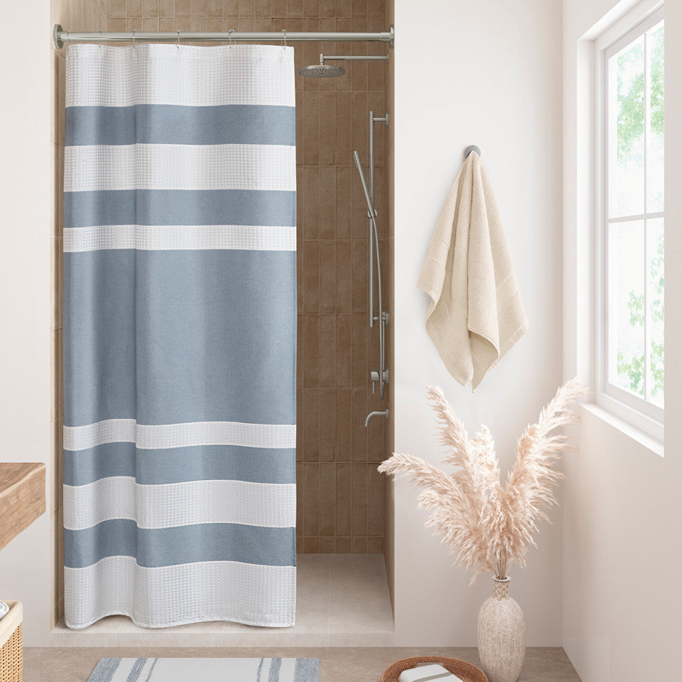 Madison Park Spa Waffle Shower Curtain With 3M Treatment