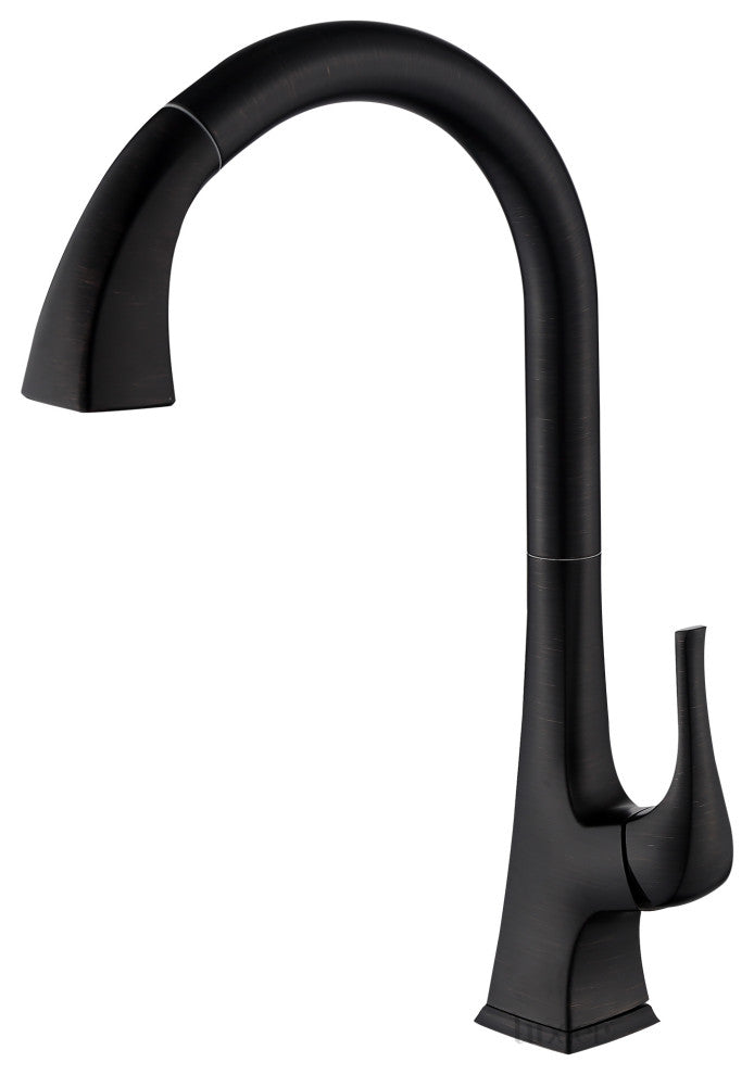 Luxier KTS20-T Single-Handle Pull-Down Sprayer Kitchen Faucet, Oil Rubbed Bronze