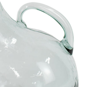 Clear Glass Tilted Hand Blown Water Pitcher Vintage Style Beverage Serving