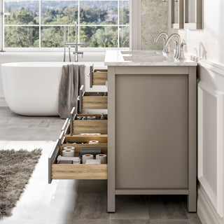 Eviva Aberdeen Gray Transitional Double Sink Vanity With White Carrara Top, 72"