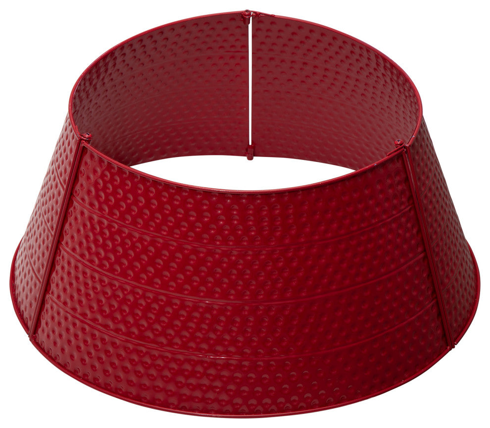 Red Hammered Metal Tree Collar, 22"D