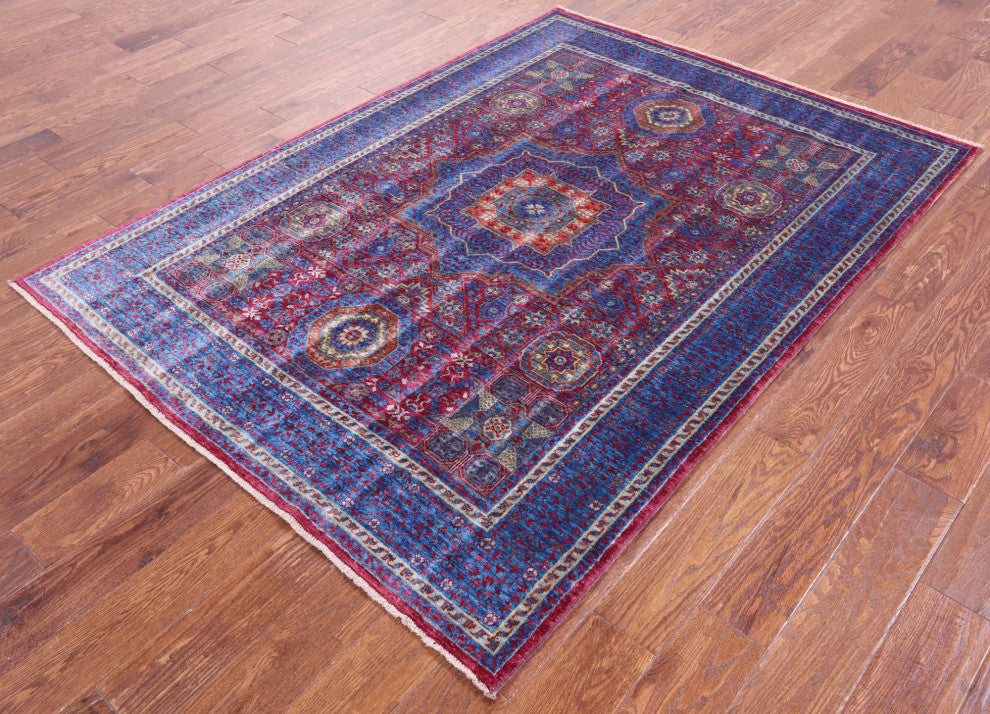 Hand-Knotted Mamluk Wool Rug 5' 0" X 6' 9" - Q12238