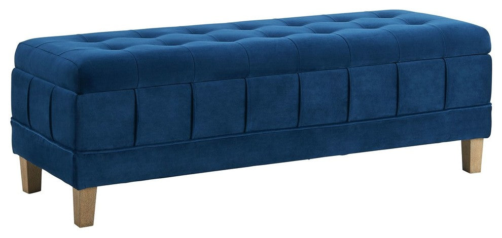 Picket House Jude Tufted Storage Ottoman, Cobalt