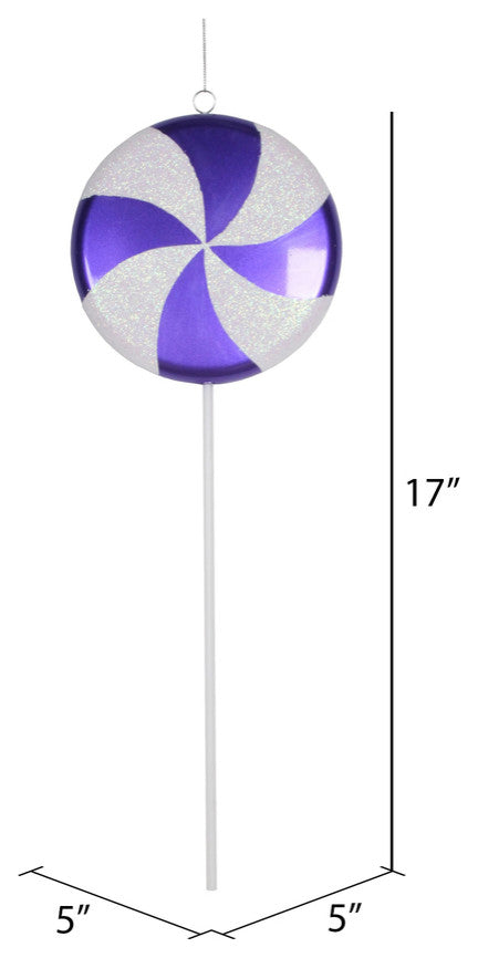 Vickerman M152016 17" Purple-White Candy Lollipop Christmas Ornament