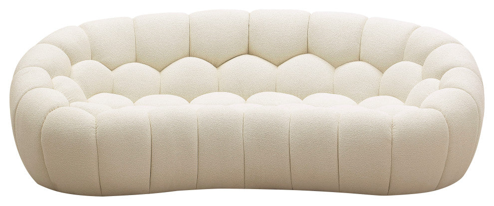 Divani Casa Yolonda Modern Curved Off-White Fabric Loveseat