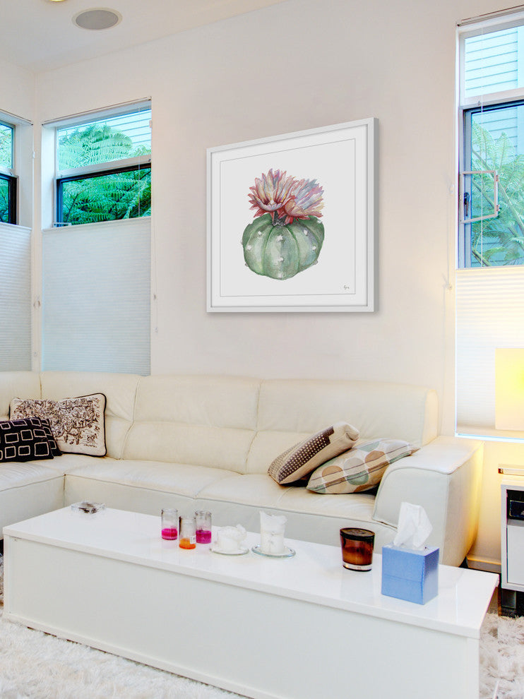 "Rainbow Cacti" Framed Painting Print, 18"x18"