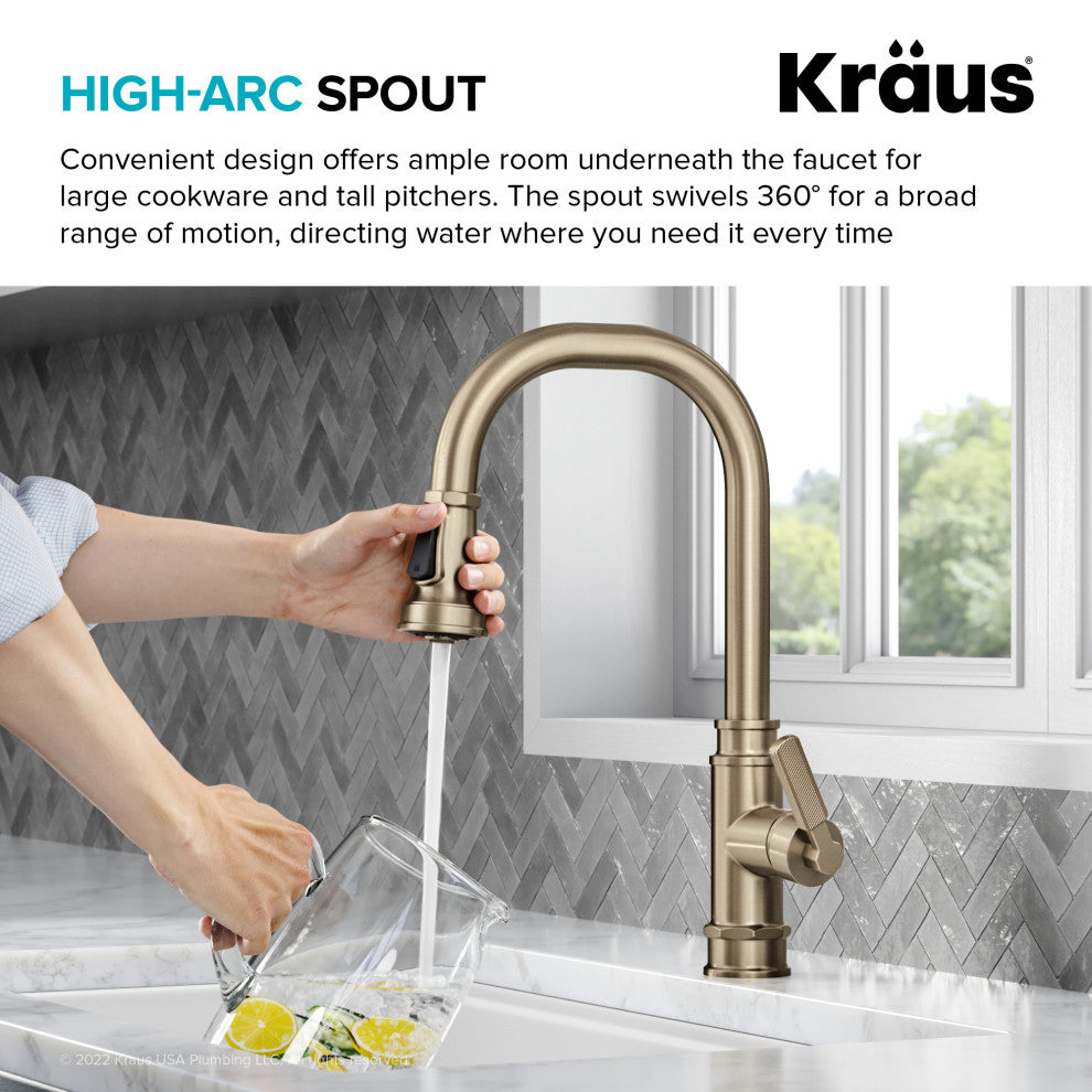 Sellette Pull-Down Kitchen Faucet, Spot Free Antique Champagne Bronze