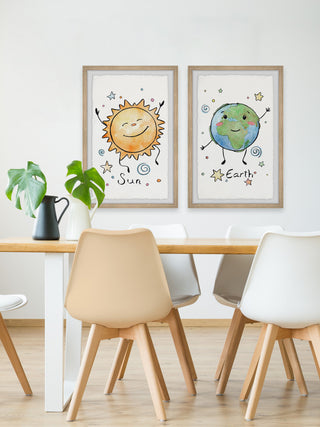 Sun and Earth Diptych, 2-Piece Set, 8x12 Panels