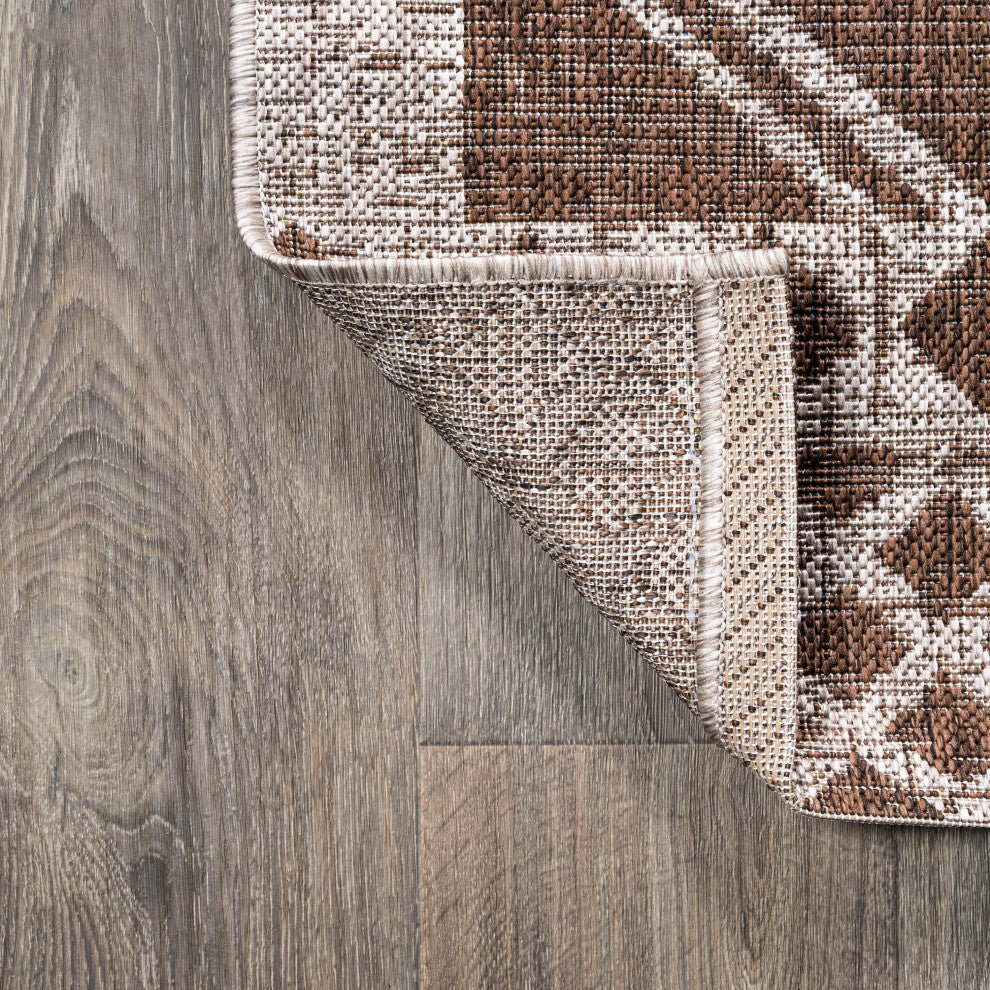 Marokko Diamond Tribal Indoor/Outdoor Rug, Brown/Beige, 2 X 8