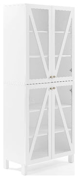 Crosley Furniture Cassai MDF Wood and Tempered Glass Tall Storage Pantry - White