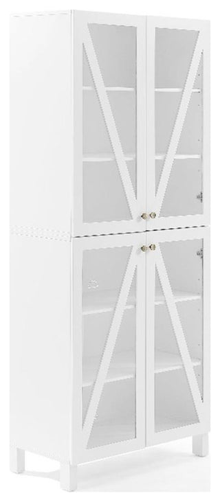 Crosley Furniture Cassai MDF Wood and Tempered Glass Tall Storage Pantry - White