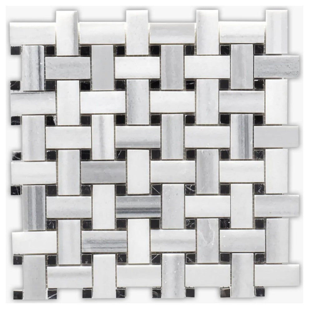 Equador and Black Polished Basket Weave Marble Mosaic