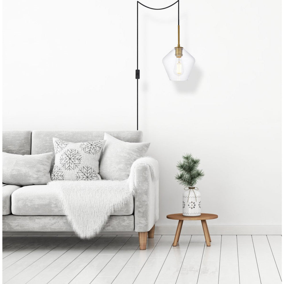 Living District Gene 1-Light Plug-In Pendant Brass