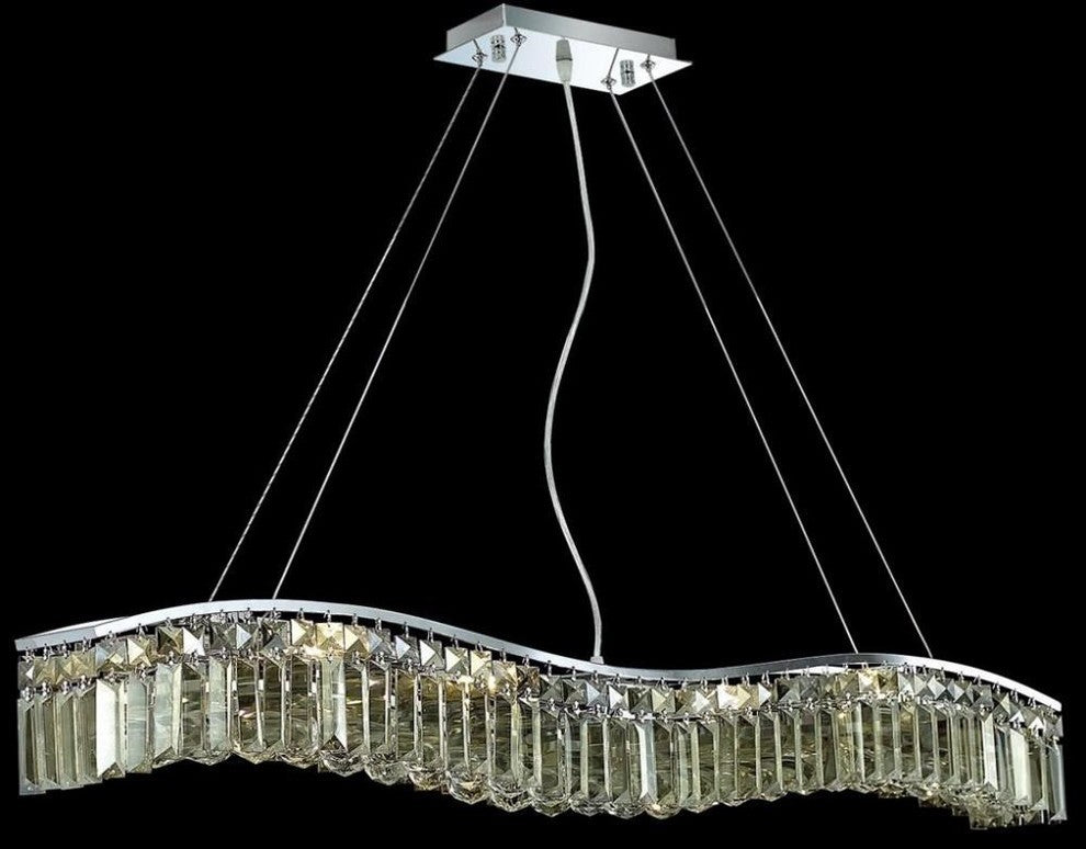Elegant Contour Dining Room Light, Chrome Finish With Royal Cut Crystal
