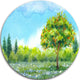 Tree In Spring, Watercolor Painting Landscape Disc Metal Artwork, 23"