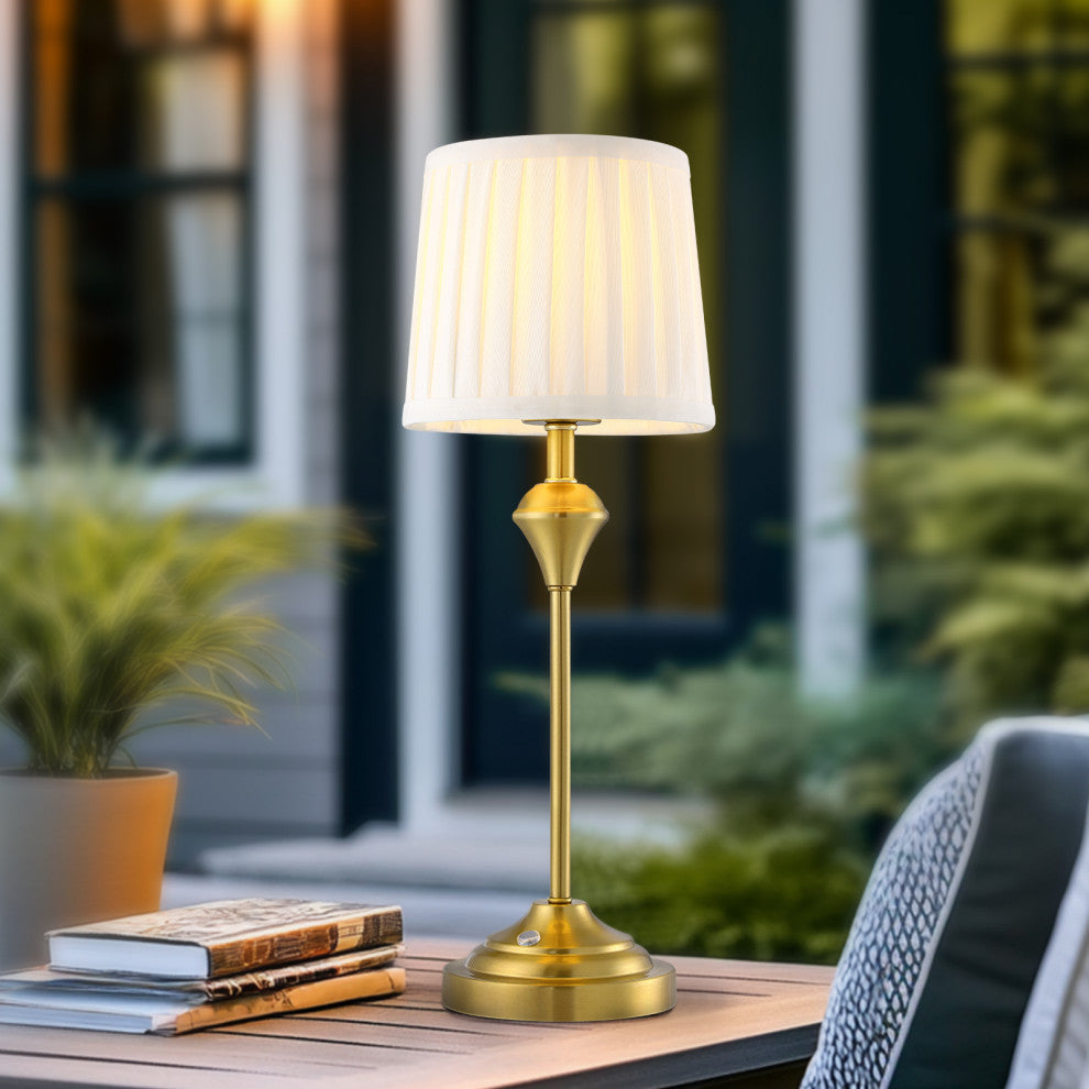 18" Brass Rechargeable Touch Table Lamp Set of 2