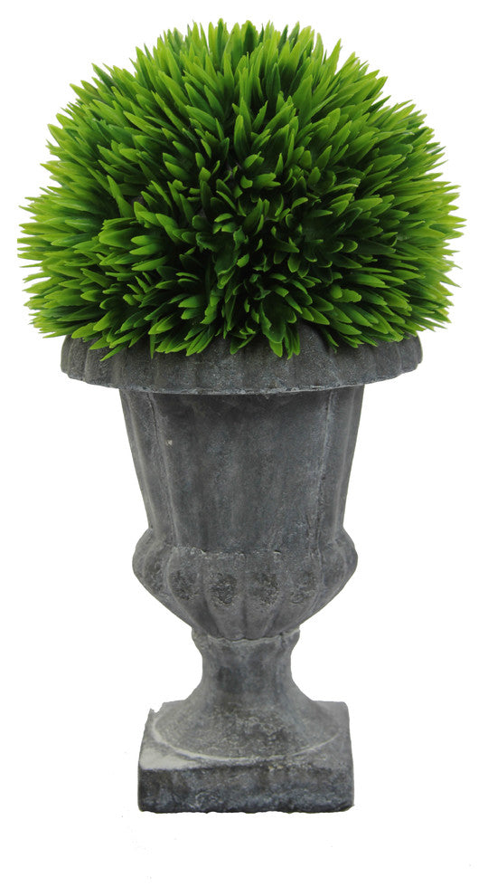 Faux Lemon Grass Topiary With in Urn, Green