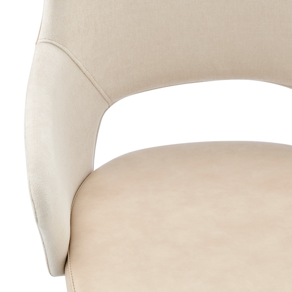 Darcie Office Chair, Light Beige Fabric, Beige Leatherette and Black Base