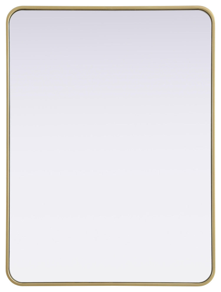 Home Living Contour Metal Rectangle Mirror 30x40, Brass