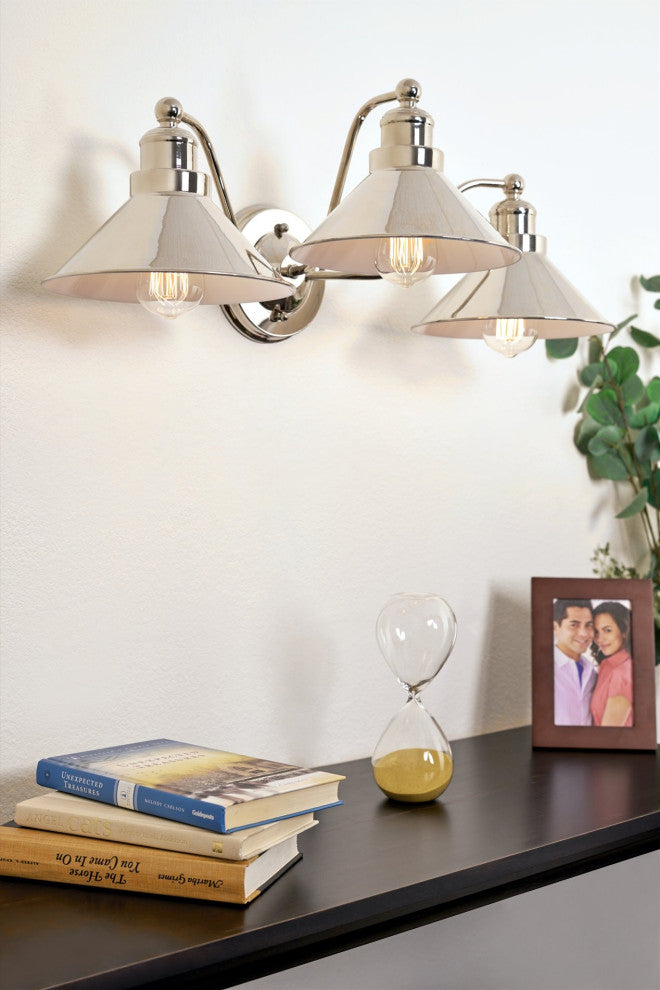Kira Home Welton 26" Farmhouse Bathroom Light, Barn Light, Polished Nickel
