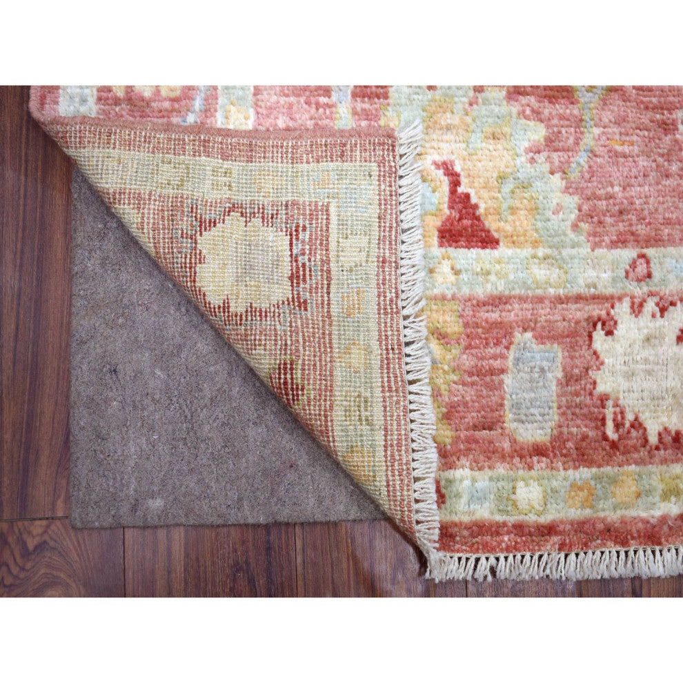 Red Hand Knotted, Afghan Angora Oushak Wool Oriental Rug, 3'9" x 6'0"
