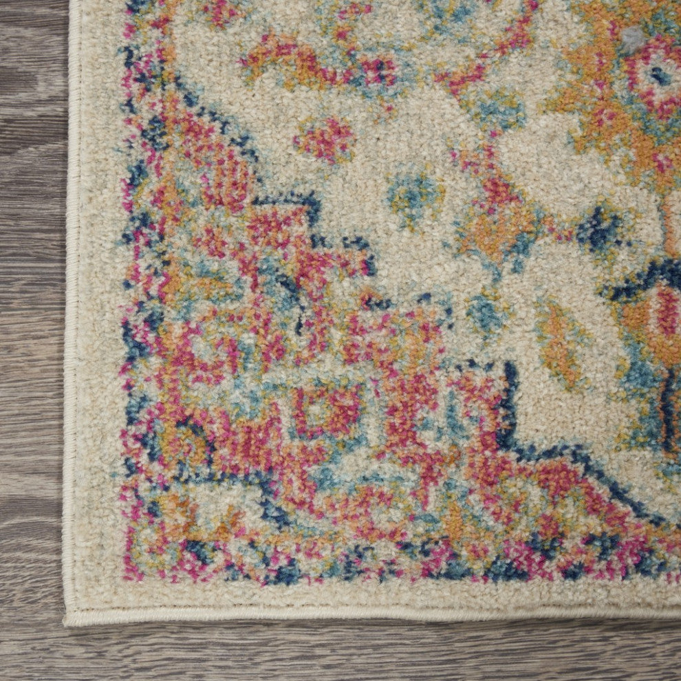 8" x 10" Ivory and Pink Medallion Area Rug