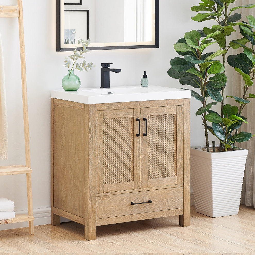 Bondi Single Bath Vanity, Light Brown, 30inch, No Mirror