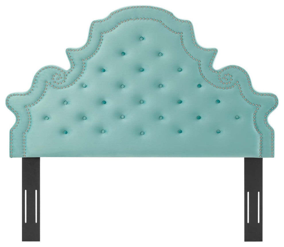 Tufted Headboard, King Size, Velvet, Blue, Modern Contemporary, Bedroom Master