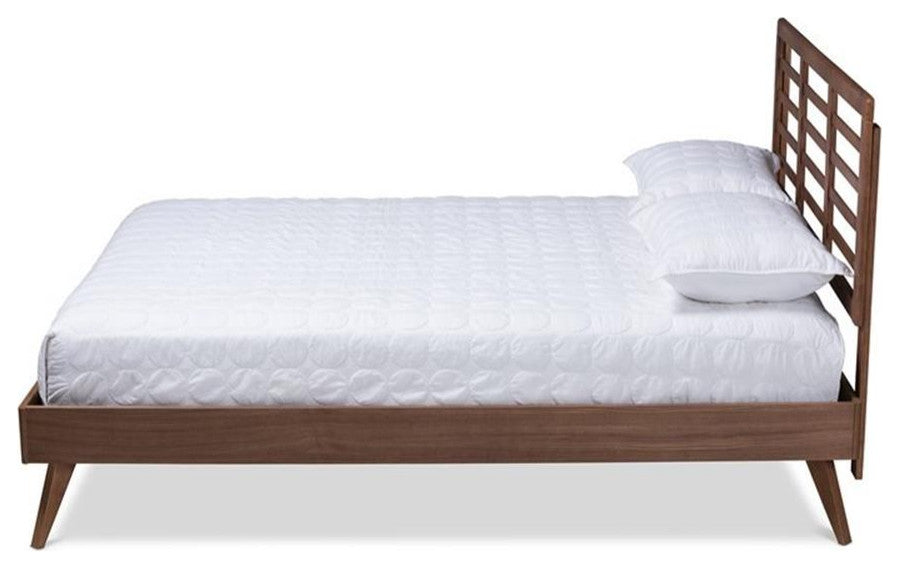 Calisto Mid-Century Modern Walnut Browned Wood Full Size Platform Bed