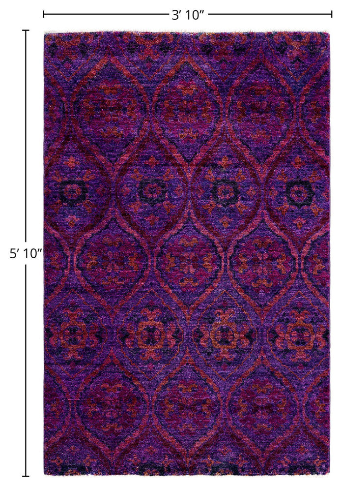 Overdyed, One-of-a-Kind Hand-Knotted Area Rug Purple, 3'10"x5'10"