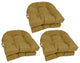 16" Spun Polyester Solid Outdoor U-Shaped Tufted Chair Cushions, Set of 6, Wheat