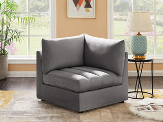 Jacob Velvet Upholstered Modular Corner Chair, Grey