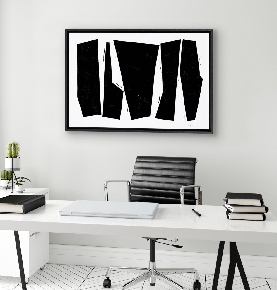 Sylvie Colliding Shapes Framed Canvas by Statement Goods, Black 23x33
