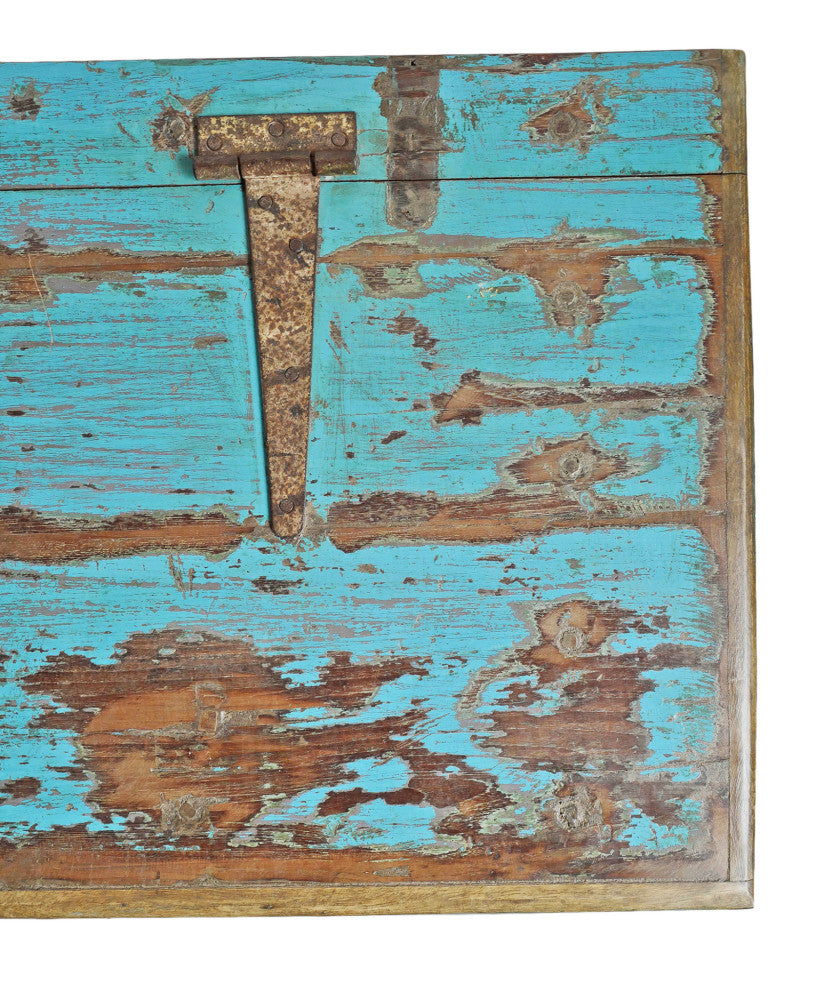 Consigned, Large Jodhpur Blue Wood Trunk