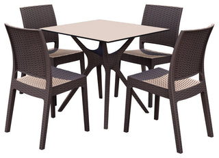 Compamia Ibiza 5-Piece Square Outdoor Dining Set, Brown