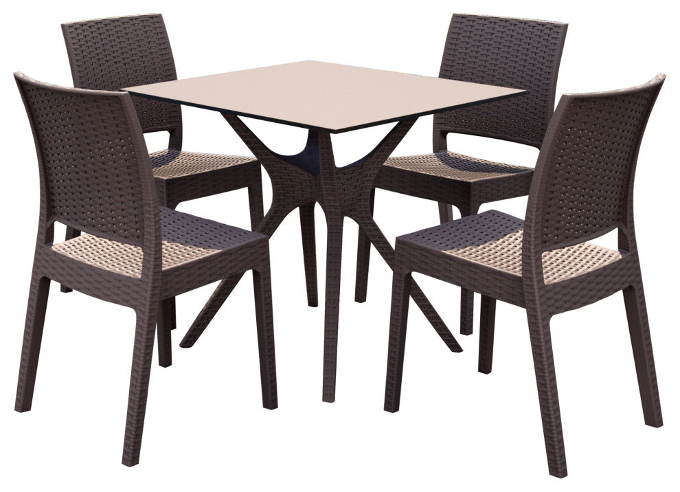 Compamia Ibiza 5-Piece Square Outdoor Dining Set, Brown