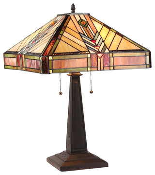 EDWARD Tiffany-style 2 Light Mission Table Lamp 16inches Shade