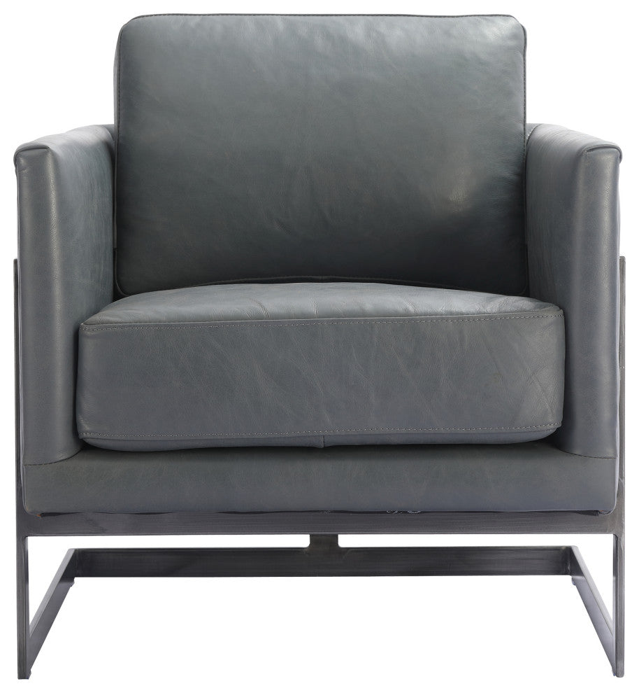 First of A Kind Luxley Club Chair Lava Gray Leather