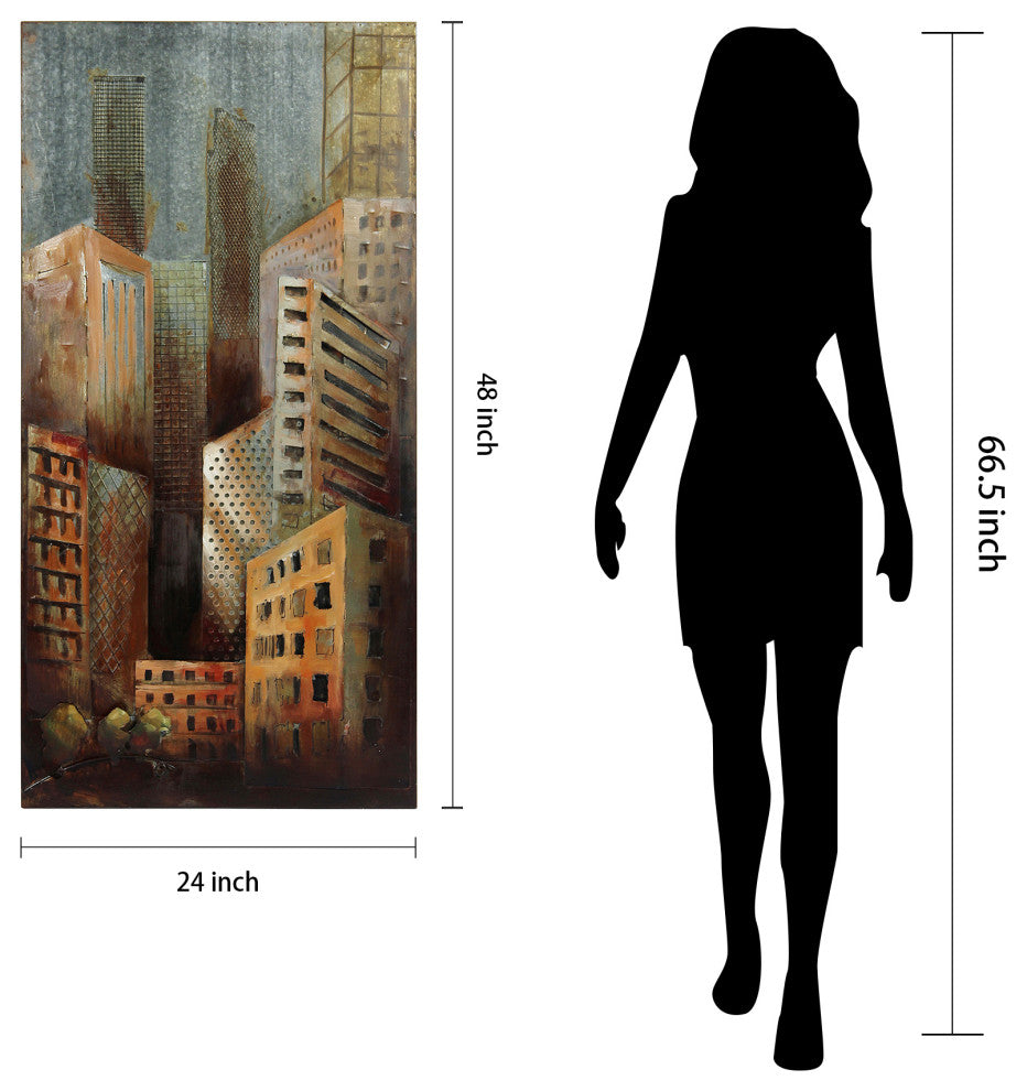 "Grey Arquitecture 1" Primo Mixed Media Hand Painted Iron Wall Sculpture