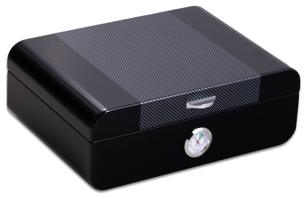 Black Carbon Fiber Design 40 Cigar Humidor