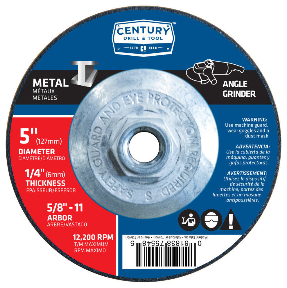 Type 27 Abrasive Metal Grinding Wheel, 5"x1/4"